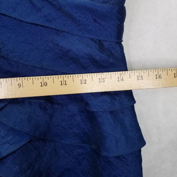 Adrianna Papell Dress 10 P Chiffon V-neck Taffeta Shutter Pleat Blue Sleeveless - Picture 13 of 13